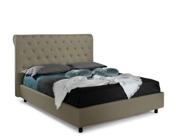 Bed&Sofa iSomn Chester Franciaágy 160x200 cm, khaki, ökológiai bőr, tárolóládával