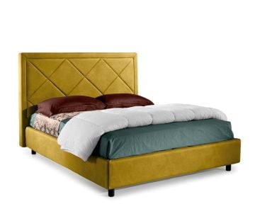 Bed&Sofa iSomn Venezia Franciaágy 180x200 cm, sárga, szövet, tárolóládával