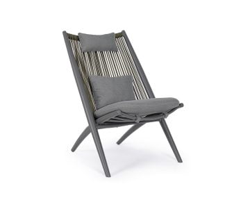 Bizzotto Aloha Kerti 2 fotel szett, alumínium szerkezettel, levehető párna huzattal, sötétszürke