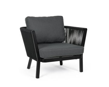 Bizzotto Makatea Kerti 2 fotel szett, alumínium szerkezettel, levehető párna huzattal, fekete, sötétszürke