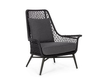 Bizzotto Cristobal Kerti 2 fotel szett, alumínium szerkezettel, levehető párna huzattal, fekete, sötétszürke