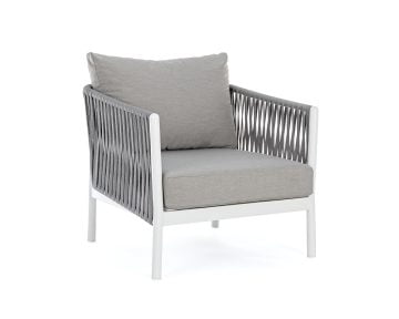 Bizzotto Florencia Kerti fotel, alumínium szerkezettel, levehető párna huzattal, fehér, szürke