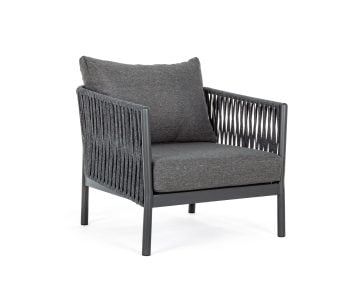 Bizzotto Florencia Kerti fotel, alumínium szerkezettel, levehető párna huzattal, fekete, sötétszürke